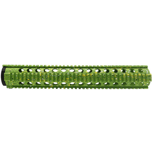 MCS AR-15 15'' Extended Length One Piece Free Float Handguard - Base Zombie Green - Pattern - Highland Green - Bright White - Lemon Zest - Cerakote Splatter 