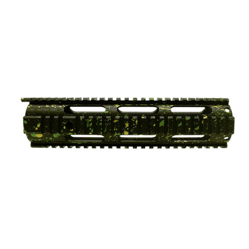 MCS AR-15 10" Mid Length Free Float Quad Rail - Base OD Green - Pattern - Highland Green - Lemon Zest - Zombie Green - Cerakote Splatter 