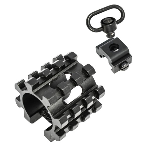 MCS 12 Gauge 1" Shotgun Mag Tube Rail Picatinny Mount w/ QD Sling Rail Base Mount  MCS 12 Gauge 1" Shotgun Mag Tube Rail Picatinny Mount w/ QD Sling Rail Base Mount