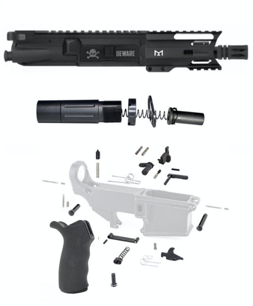 MCS AR-15 BEWARE MICRO 5.56 NATO 5'' - 4'' SUPER SLIM HANDGUARD - LOWER PARTS KIT - 3.5 SHORT BUFFER SYSTEM 