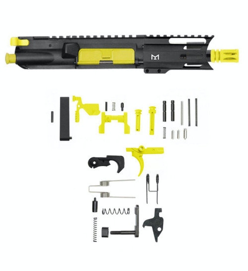 MCS AR-15 5.56 NATO 5'' PISTOL - FORGED UPPER - 4'' HANDGUARD - LOWER PARTS KIT - CEARKOTE LEMON ZEST 