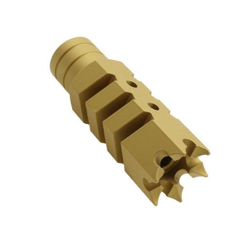 MCS AR-15/.223/5.56 Shark Muzzle Brake 1/2x28 Pitch Thread - Cerakote Gold 
