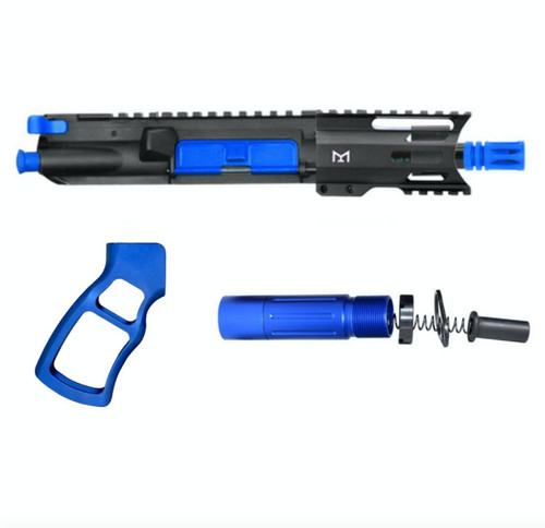 MCS AR-15 5" 5.56 NATO SKELETONIZED MICRO BUILD - SHORT BUFFER  SYSTEM - V1 GRIP -  BLUE 
