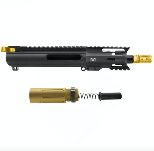 MCS AR-15 5.56 NATO 5'' SLICK SIDE PISTOL UPPER - FORGED UPPER WITH 3.5 SHORT BUFFER SYSTEM - CERAKOTE GOLD 