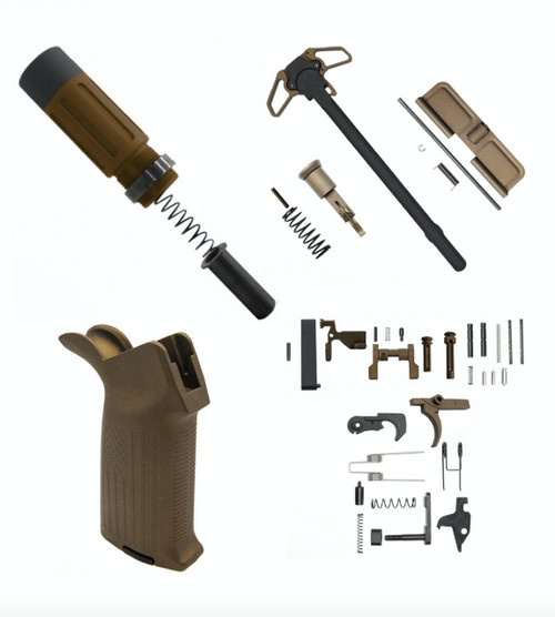MCS AR-15 3.5" Short Buffer System Combo - A2 Flag Grip - Upper Parts Kit - Lower Parts Kit - Cerakote Bronze 
