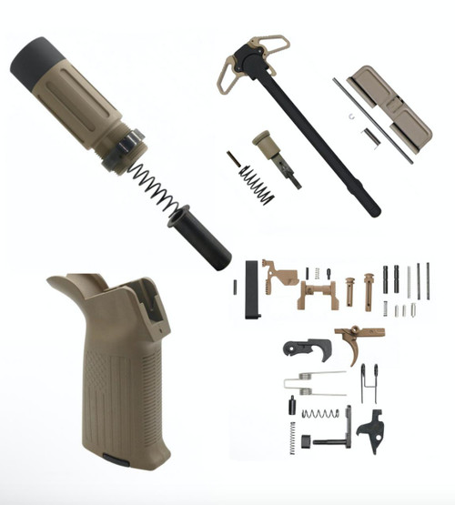 MCS AR-15 3.5" Short Buffer System Combo - A2 Flag Grip - Upper Parts Kit - Lower Parts Kit - Cerakote FDE 