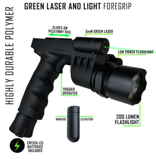 XTS AR-15 Green Laser Flashlight Foregrip - 5 Modes - 400 Lumens 