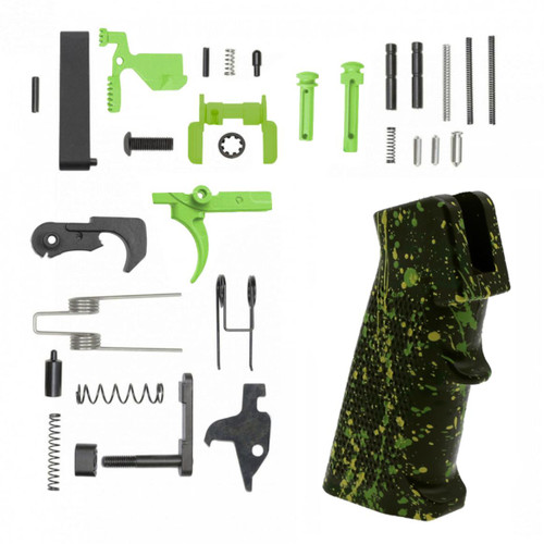 MCS AR-15 Lower Receiver Parts Kit - CERAKOTE SPLATTER ZOMBIE GREEN  MCS AR-15 Lower Receiver Parts Kit - CERAKOTE SPLATTER ZOMBIE GREEN
