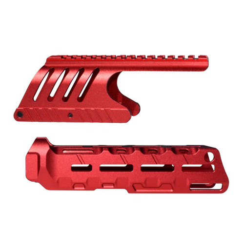 MCS Remington 870 12 gauge - Saddle Mount & Forend - Aluminum - Red - Aftermarket Combo Set 