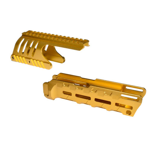 MCS Remington 870 12 gauge - Saddle Mount & Forend - Aluminum - Gold - Aftermarket Combo Set 