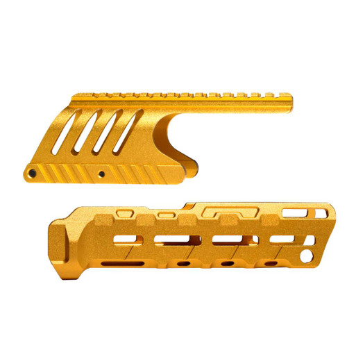 MCS Remington 870 12 gauge - Saddle Mount & Forend - Aluminum - Gold - Aftermarket Combo Set 