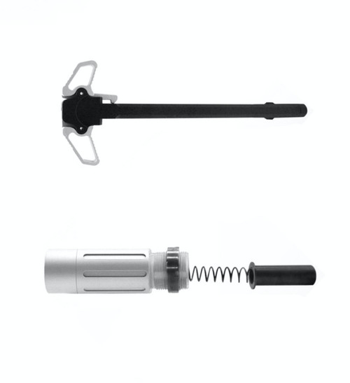 MCS AR-15 3.5" Short Buffer System - Ambi Charging Handle Combo - Cerakote Silver 
