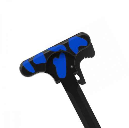 MCS AR-15 Tactical Charging Handle Black and Blue Flame - CERAKOTE CAMO 