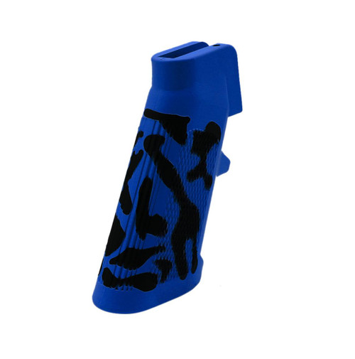 MCS AR-15/10 A2 Style Pistol Grip w/ Screw & Lock Washer Black and Blue Flame - CERAKOTE CAMO 