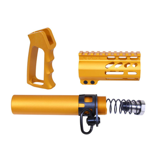 AR-15 Micro Pistol Furniture Set USA Made - Anodized Gold