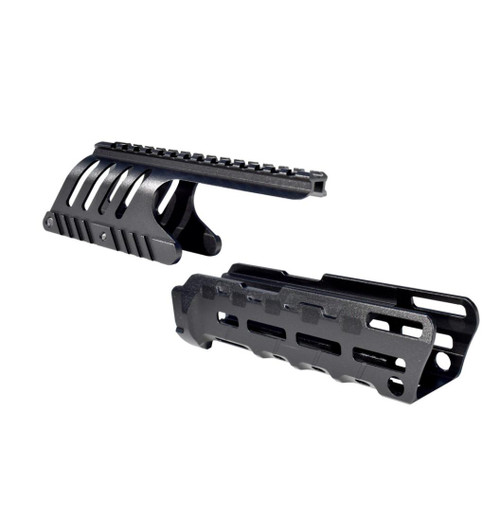 MCS Remington 870 12 gauge - Saddle Mount & Forend - Aluminum - Black - Aftermarket Combo Set 