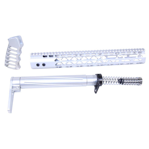 MCS AR .308 AIR Lite Series Complete Furniture Set - Anodized Silver 