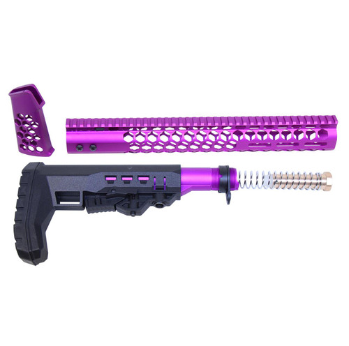MCS AR-15 “Honeycomb” Series Complete Furniture Set - Gen 2 - Anodized Purple) 