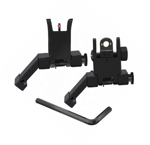 MCS Rapid Trans Flip Up Sights Fiber Optics 45º Offset Aluminum Front & Rear  Set  MCS Rapid Trans Flip Up Sights Fiber Optics 45º Offset Aluminum Front & Rear  Set