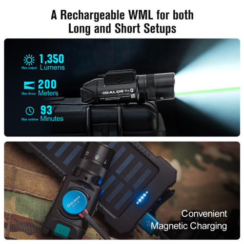 Olight Baldr Pro R Rechargeable Light W/ Green Laser – Black 