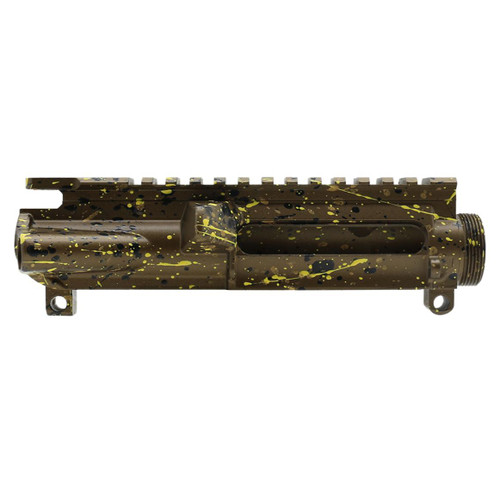 MCS AR-15 Mil-Spec Upper Receiver - Base Burnt Bronze - Pattern - Gold - Black - Lemon Zest - Made in U.S.A - Cerakote Splatter 