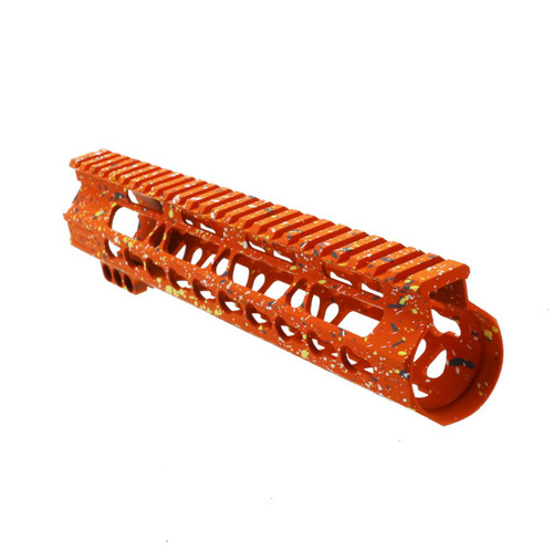 MCS AR-15 10'' Free Float Keymod Handguard - Base Hunter Orange - Pattern - Sniper Gray - Bright White - Lemon Zest - Cerakote Splatter 
