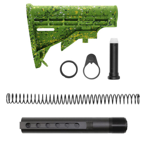 MCS AR-15 .223/5.56 Collapsible Carbine Stock Kit - Cerakote Zombie Green Splatter 
