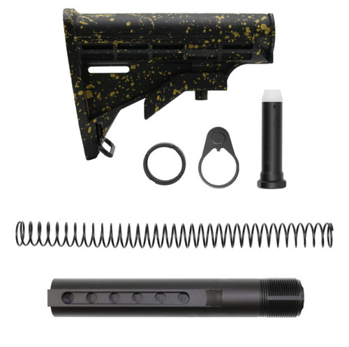 MCS AR-15 .223/5.56 Collapsible Carbine Stock Kit - Cerakote Gold Splatter 