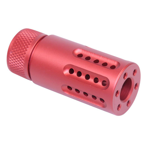 MCS AR-15 Micro Slip Over Barrel Shroud Muzzle Brake USA Made With Multi Port - Anodized Red 