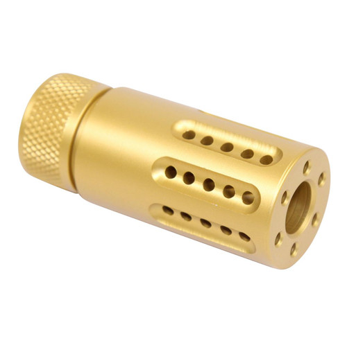 MCS AR-15 Micro Slip Over Barrel Shroud Muzzle Brake USA Made With Multi Port - Anodized Gold 