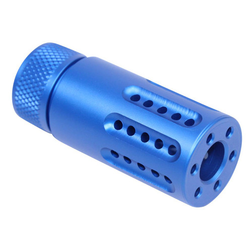 MCS AR-15 Micro Slip Over Barrel Shroud Muzzle Brake USA Made With Multi Port - Anodized Blue 