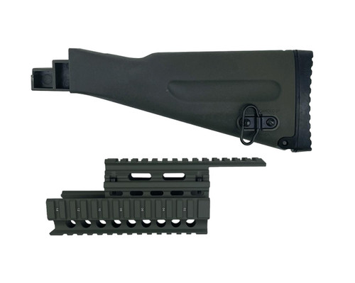 MCS AK-47 Combo Fixed Stock with Forend Rail - Soft Recoil Buttpad w/ Storage – OD Green 