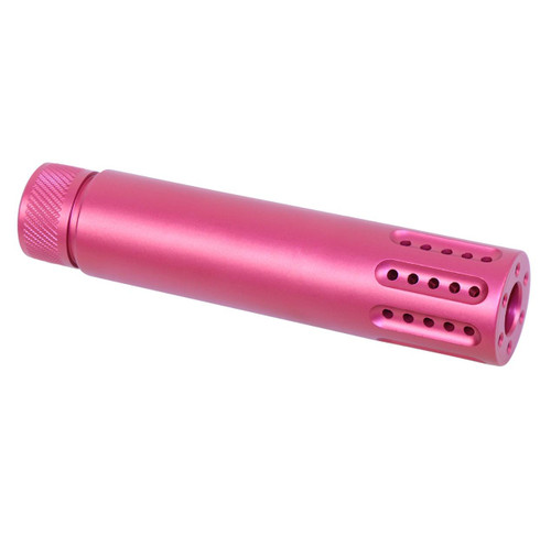 MCS AR-15 Cal Slip Over Barrel Shroud With Multi Port Muzzle Brake - Anodized Pink 