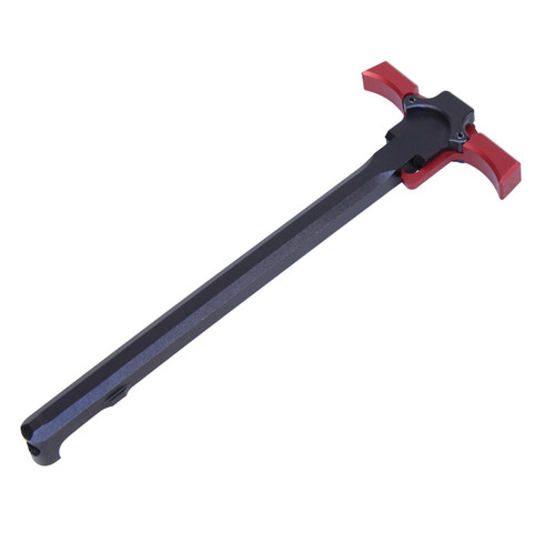 MCS AR-15 Ambidextrous “Quick Engage” Charging Handle - Anodized Black W/ Red Handles 