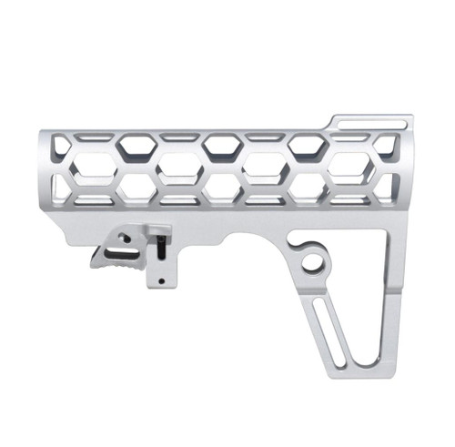 MCS Skeletonized 223/5.56/308 Stabilizing Fin for 6 Position Mil Spec Tubes, Silver Anodized Aluminum 