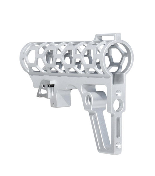 MCS Skeletonized 223/5.56/308 Stabilizing Fin for 6 Position Mil Spec Tubes, Silver Anodized Aluminum 