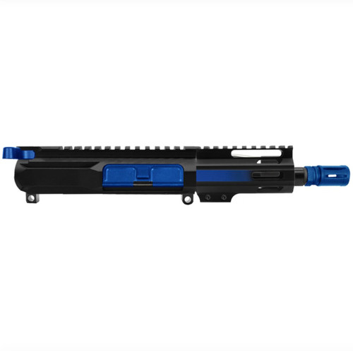 MCS AR-15 5.56 NATO 5'' BILLET UPPER WITH SIDE CUT - 4'' HANDGUARD - CERAKOTE GRADIENT BLUE FLAME 