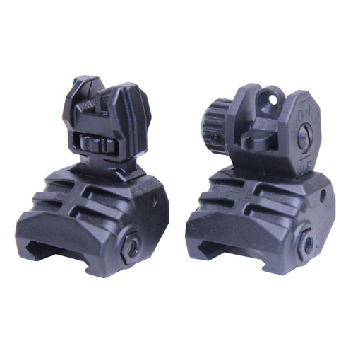 MCS AR-15 Tactical Polymer Folding Sights - Black 