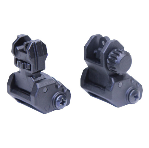 MCS AR-15 Tactical Polymer Folding Sights - Black 