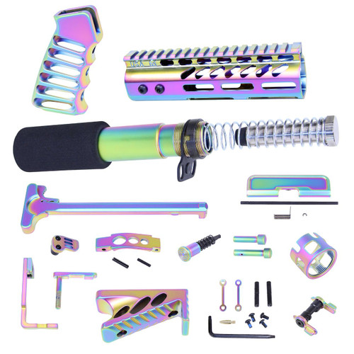MCS AR-15 Ultimate Finishing Pistol Kit - Matte Rainbow PVD Coated 
