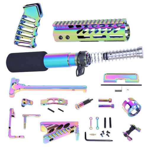 MCS AR-15 Ultimate Finishing Pistol Kit - Rainbow PVD Coated 