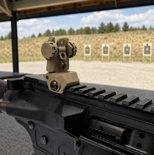 MCS TACTICAL POLYMER REAR FLIP-UP SIGHT - FDE 