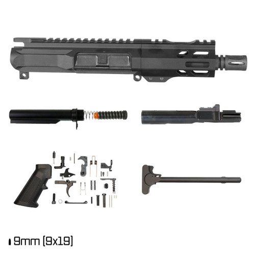 MCS AR-9 5-INCH 9MM PISTOL BUILD KIT 1:10  FREEFLOAT M-LOK HANDGUARD SBR READY 