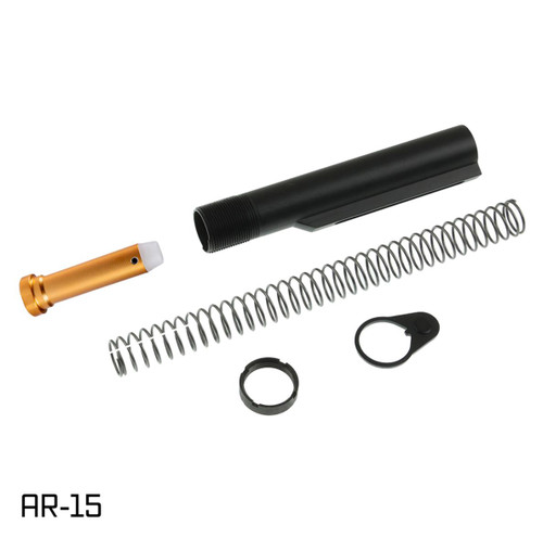 MCS AR-15 MIL-SPEC BUFFER TUBE KIT, 7075-T6 DRY FILM COATED CARBINE BUFFER TUBE, 3OZ BUFFER, RECOIL SPRING, CASTLE NUT & END PLATE 