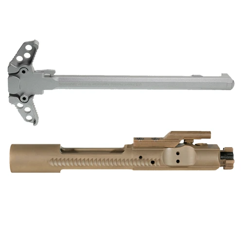 AR-15 5.56 NATO FDE PVD BCG M16 BOLT CARRIER GROUP & SILVER AMBIDEXTROUS CHARGING HANDLE BUNDLE