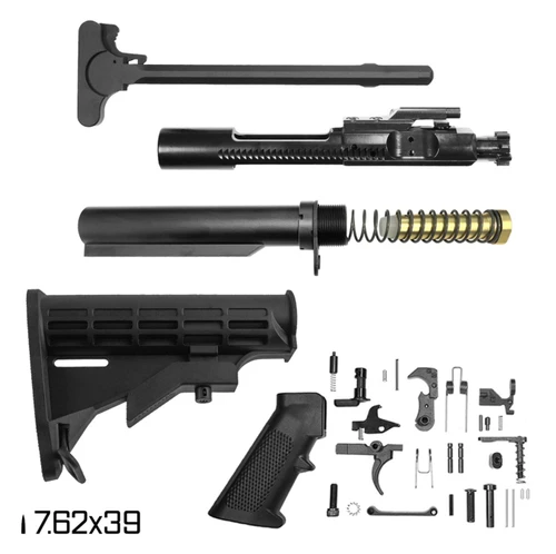 MCS AR-15 7.62X39 CARBINE BUILD KIT - M4 STYLE STOCK + CARBINE BUFFER TUBE KIT + COMPLETE LOWER PARTS KIT + MIL-SPEC BOLT CARRIER GROUP & CHARGING HANDLE 