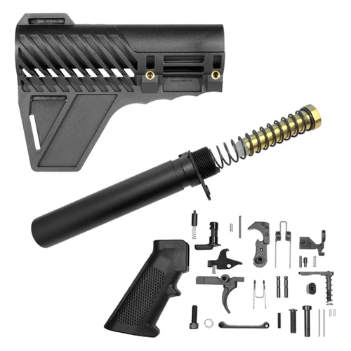 MCS AR-15 PISTOL STABILIZING BRACE COMBO -  ARP PISTOL BUFFER TUBE KIT + COMPLETE LOWER PARTS KIT + FIN BRACE - BLACK 
