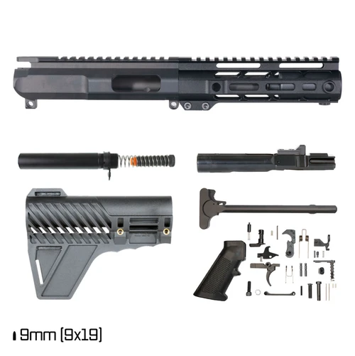 MCS AR-9 5" INCH PISTOL BUILD KIT 1:10 9MM FREEFLOAT M-LOK HANDGUARD FIN BRACE