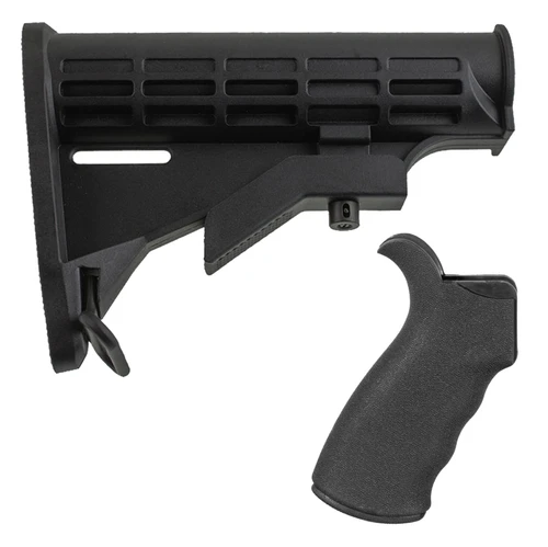 AR-15 FURNITURE M4-STYLE BUNDLE WITH 6-POSITION ADJUSTABLE CARBINE STOCK & RUBBERIZED REAR BEAVERTAIL PISTOL GRIP