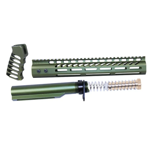 MCS AR-15 12″ Pistol Brace Build Kit With Mil-spec Buffer Tube - Anodized Green 